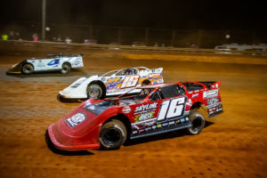 Bruening and Watkins battle for the lead