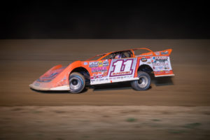 Gordy Gundaker races into Turn 3 at Marion Center