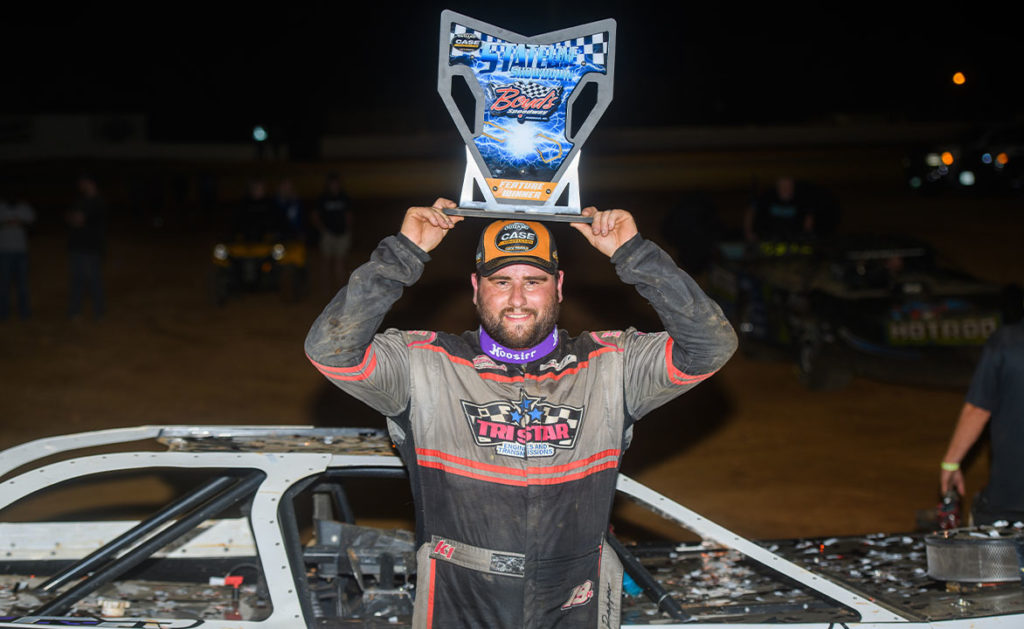 Ryan Gustin in Victory Lane at Boyd's Speedway