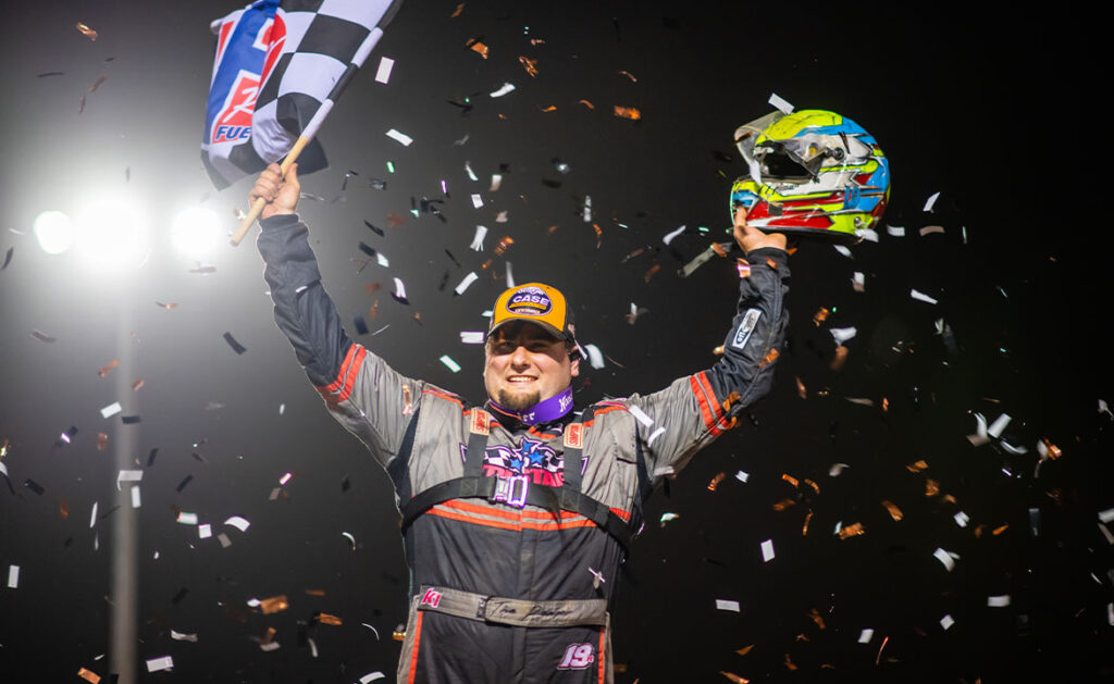 Ryan Gustin in Victory Lane at Sharon Speedway