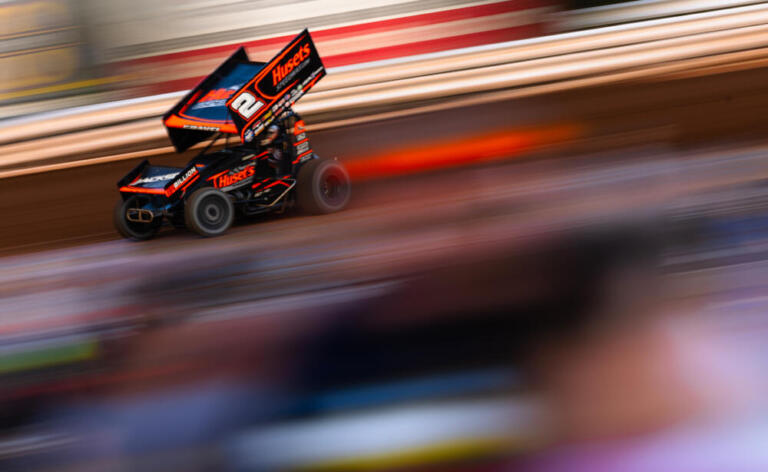 David Gravel racing around Weedsport Speedway