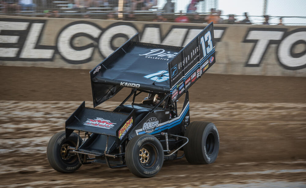 Clyde Knipp racing his #13 Sprint Car at Lawrenceburg