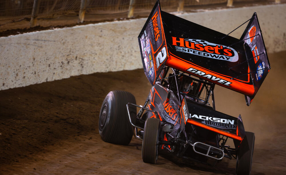 David Gravel driving the Big Game Motorsports #2 around The Dirt Track at Charlotte