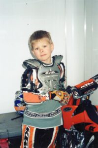 A young Sheldon Haudenschild with his dirt bike