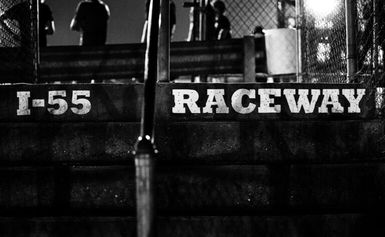 I-55 Raceway painted on stairs at the racetrack