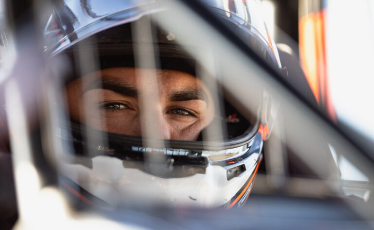 David Gravel looks out from his helmet