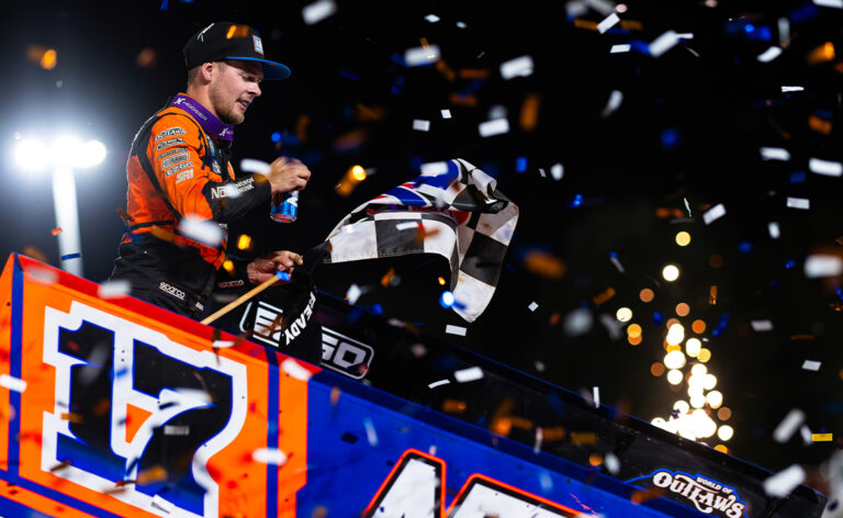 Sheldon Haudenschild celebrating with a wing dance