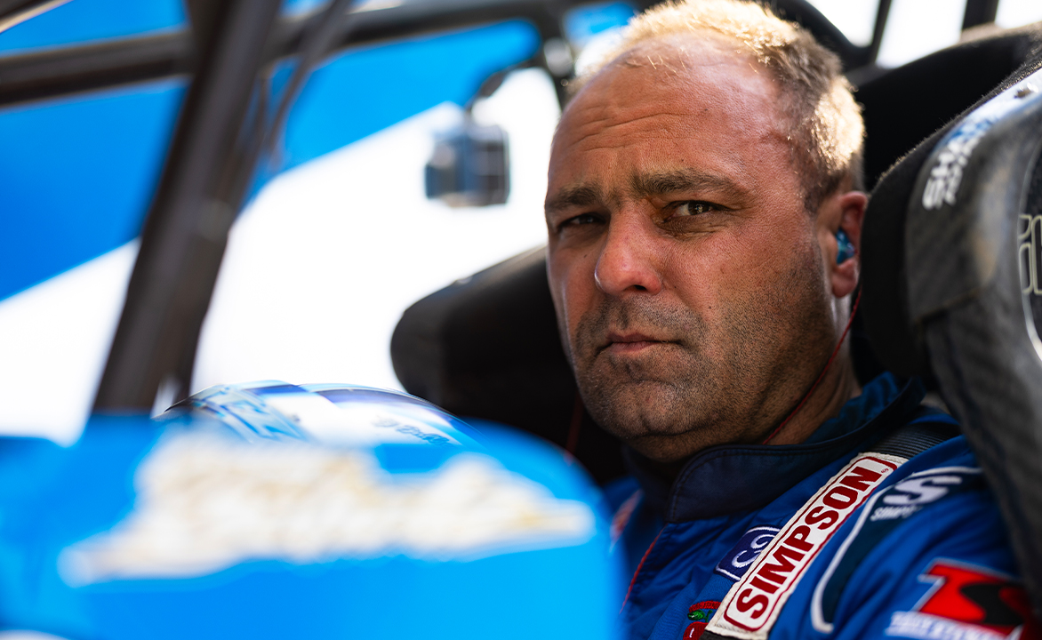 Donny Schatz sits in the Tony Stewart/Curb Agajanian Racing #15