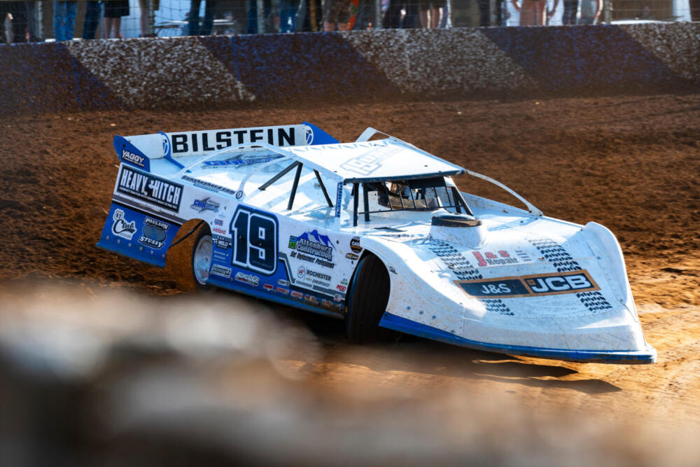 Dustin Sorensen makes laps in his No. 19 at Path Valley Speedway