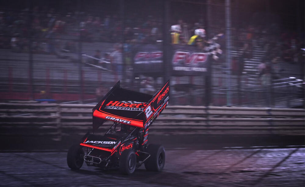 David Gravel taking the checkered flag at Knoxville