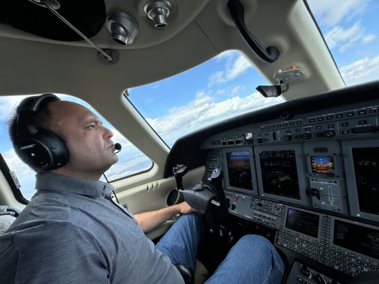 Donny Schatz sits in the cockpit of his plane