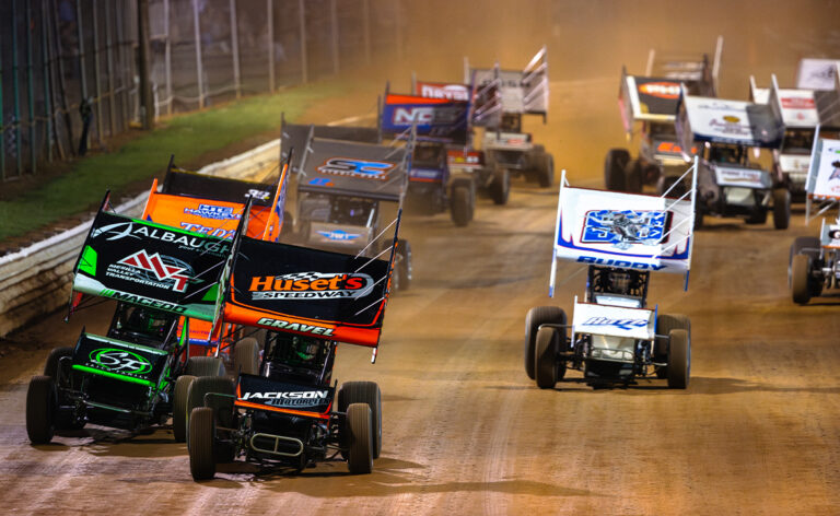 The World of Outlaws NOS Energy Drink Sprint Cars take the green flag for a Feature