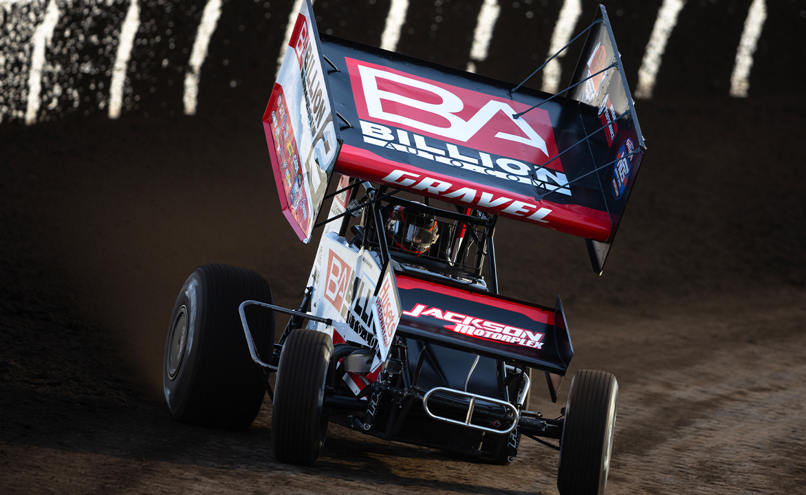 David Gravel driving the Billion Auto No. 2 at Huset's Speedway