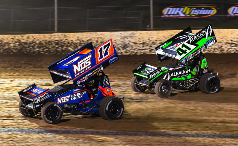 Sheldon Haudenschild slides ahead of Carson Macedo