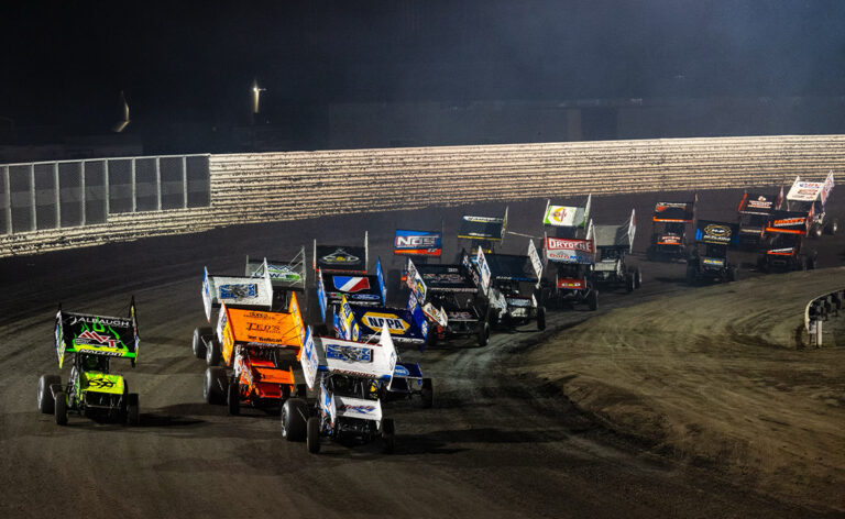 The World of Outlaws NOS Energy Drink Sprint Cars take the green flag at Jackson Motorplex