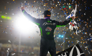 Carson Macedo celebrates Dennis Roth Classic win with a full wing dance
