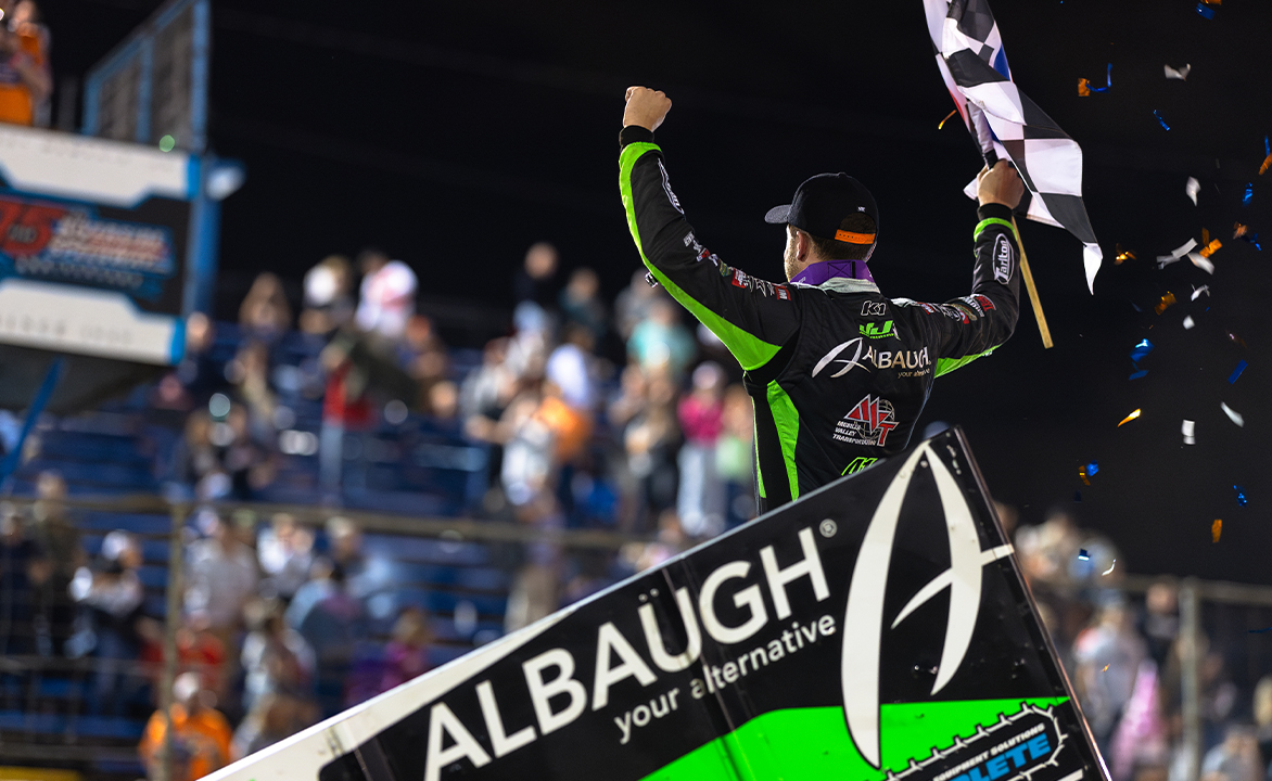 Carson Macedo celebrates a victory