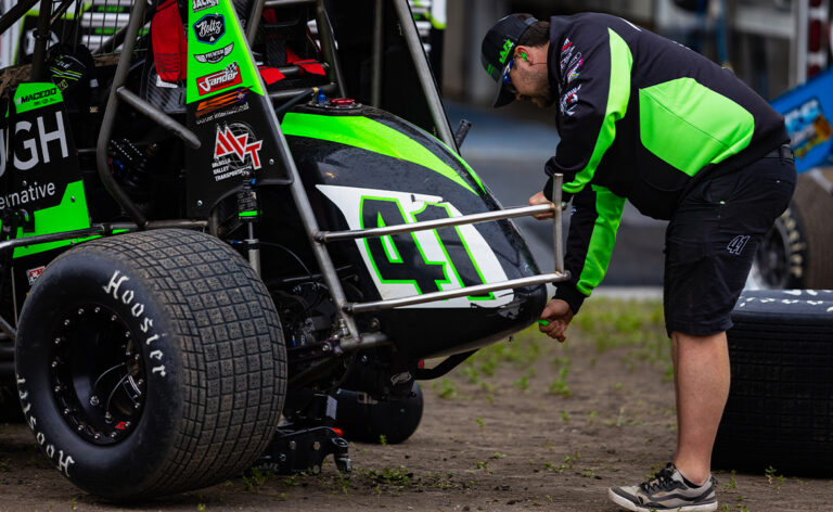 Robby McQuinn works on the Jason Johnson Racing No. 41