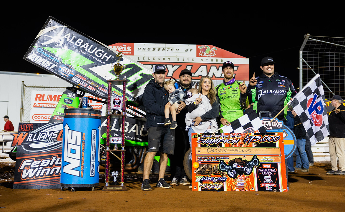 Jason Johnson Racing stands in Williams Grove Victory Lane