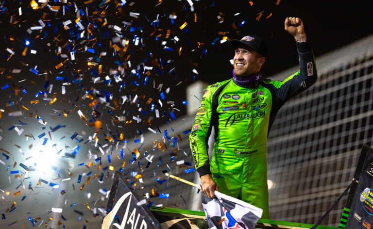 Carson Macedo celebrates