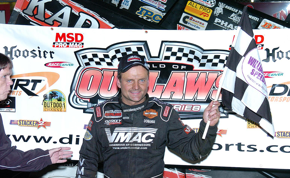 Craig Dollansky in World of Outlaws Victory Lane at Williams Grove Speedway