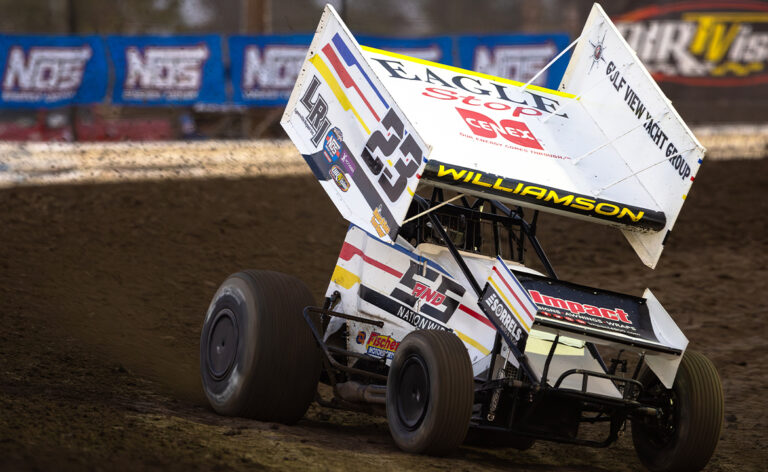 Garet Williamson racing the Fischer Motorsports No. 23 Sprint Car