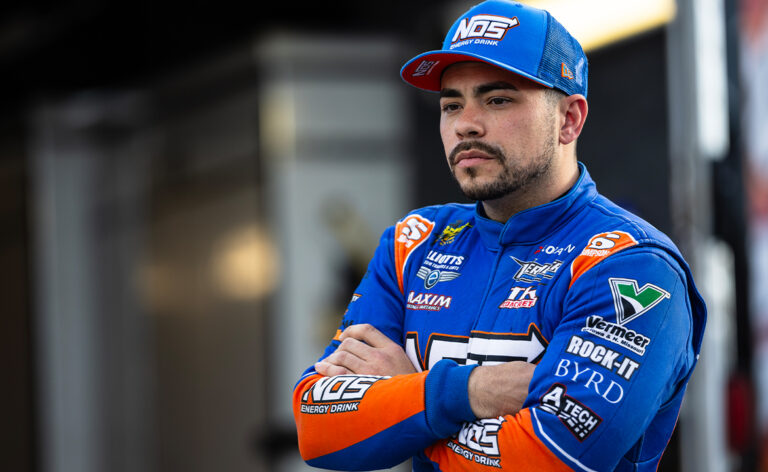 Chris Windom in his NOS Energy Drink racing suit