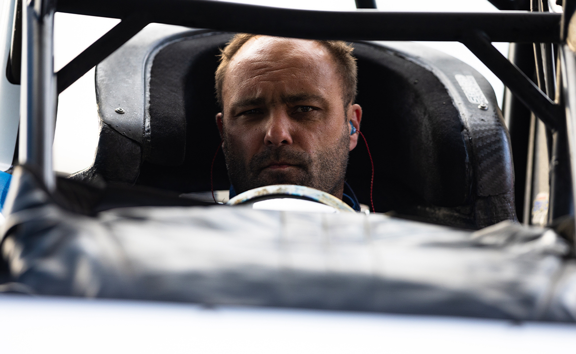 Donny Schatz sits in his Sprint Car