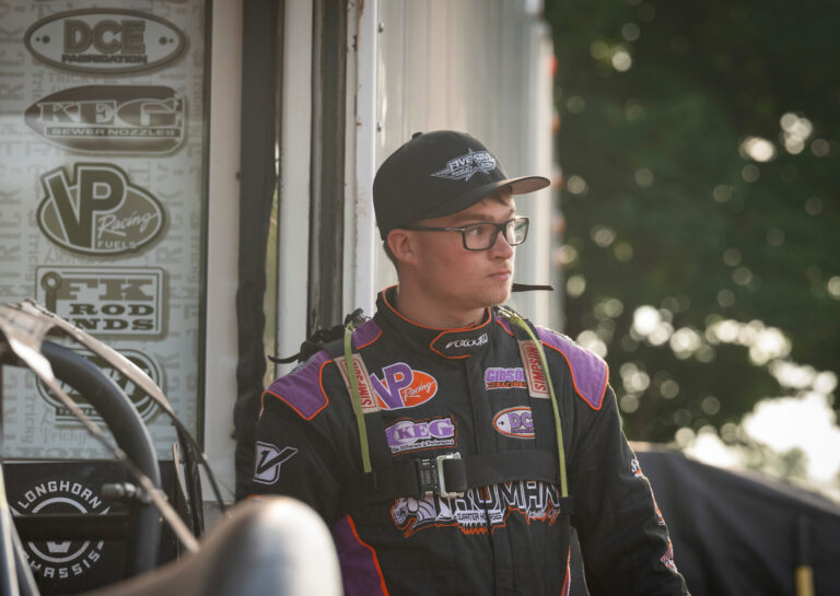 Tristan Chamberlain outside hauler