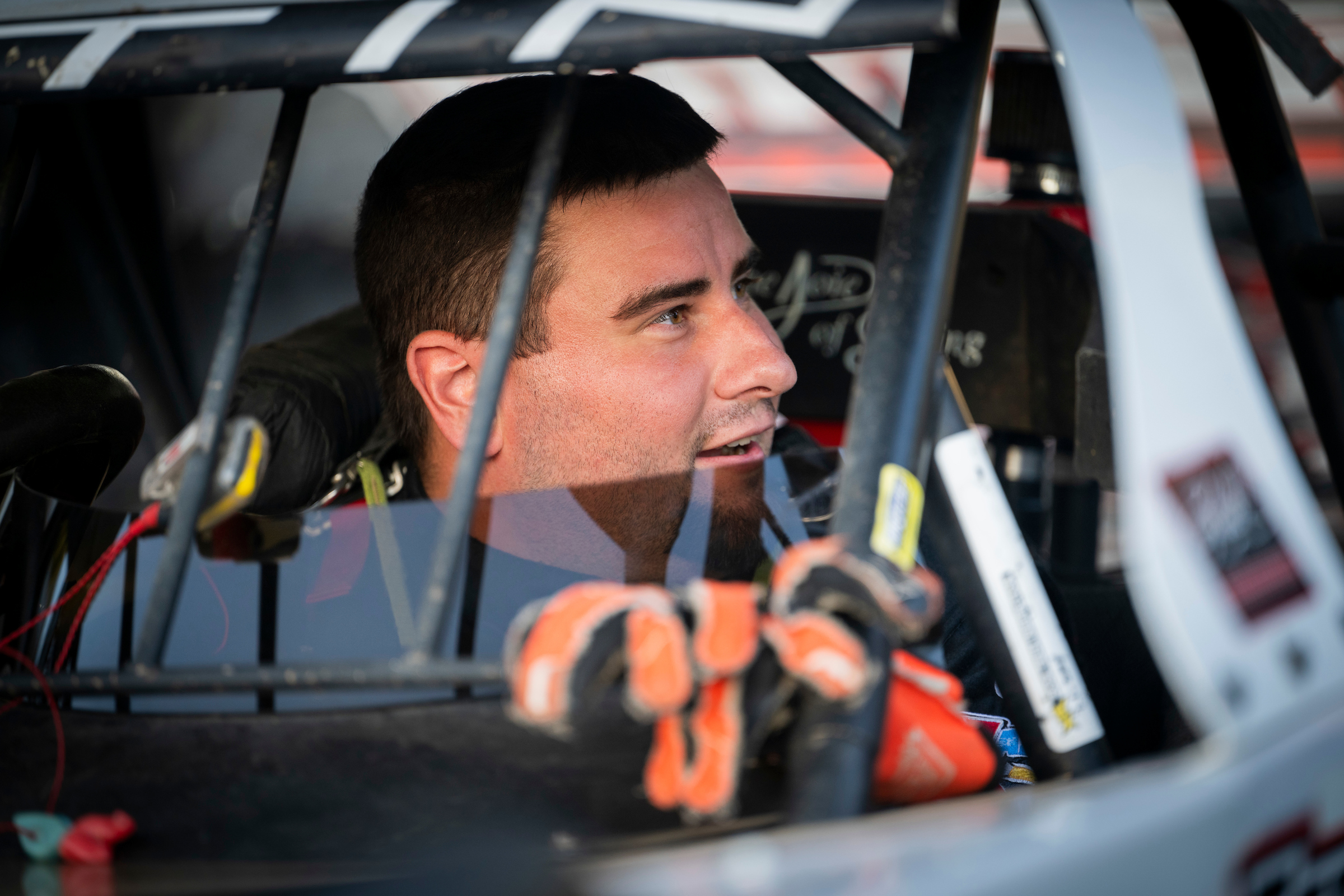 Ryan Gustin in his car