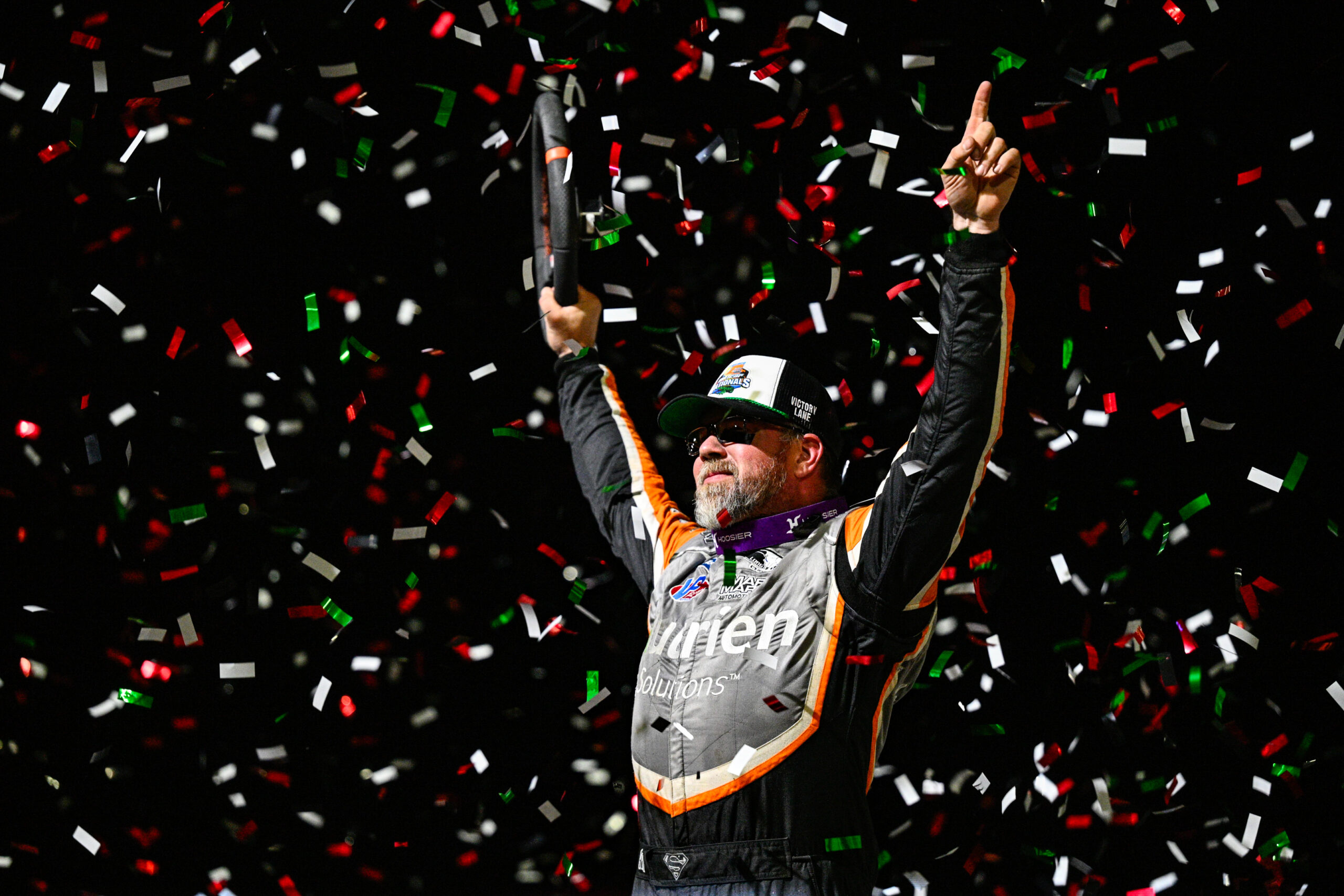 Jonathan Davenport celebrating in Victory Lane