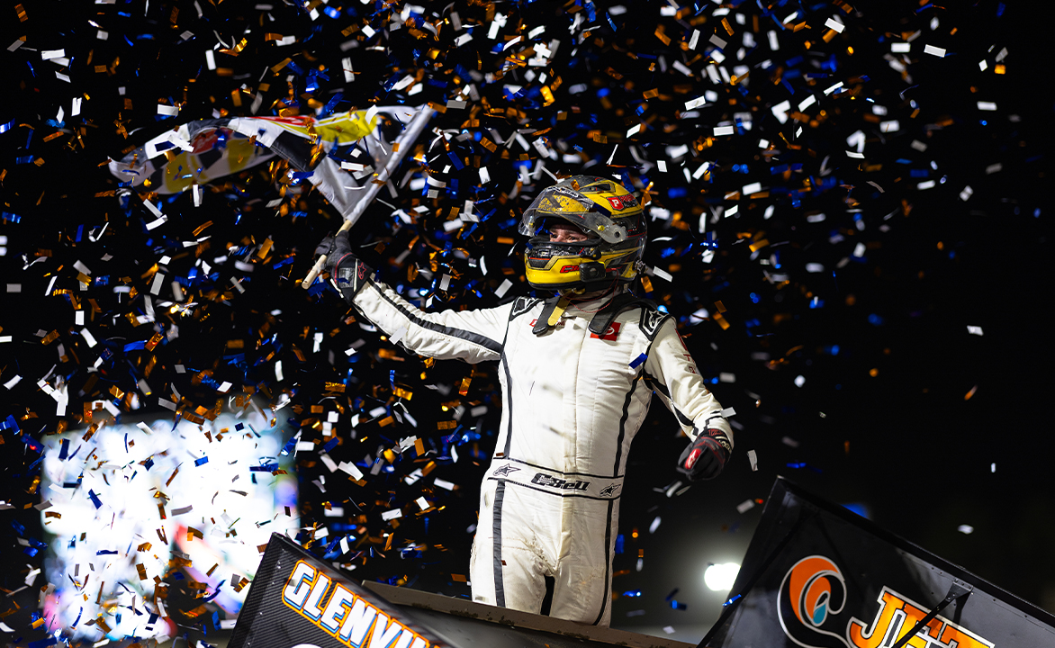 Christopher Bell celebrates with a wing dance