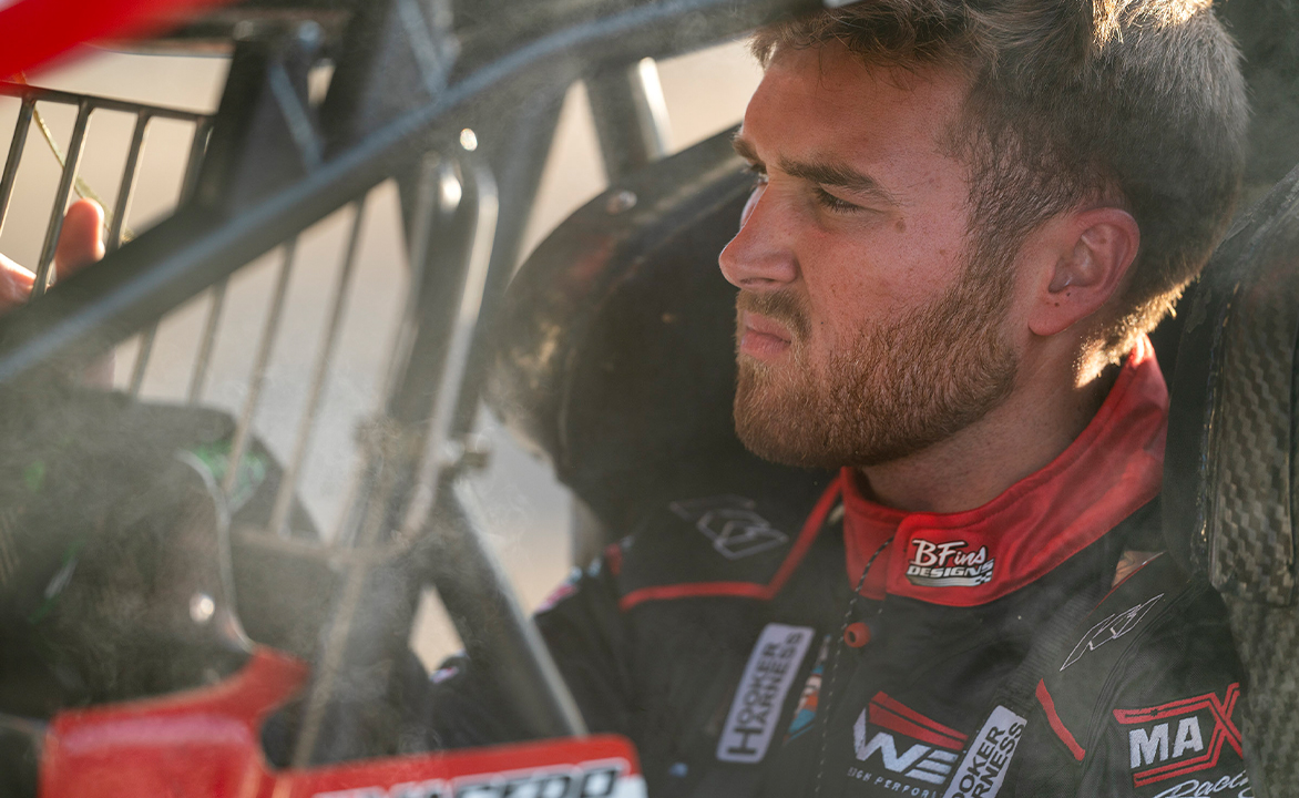 Cole Macedo sitting in the TwoC Racing Sprint Car