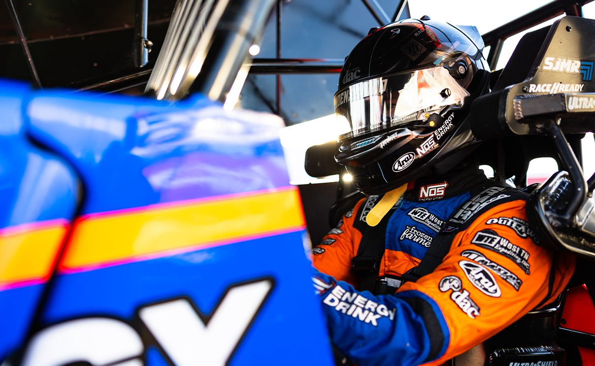 Sheldon Haudenschild sitting in the NOS Energy Drink No. 17