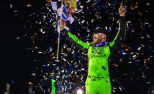 Carson Macedo celebrating