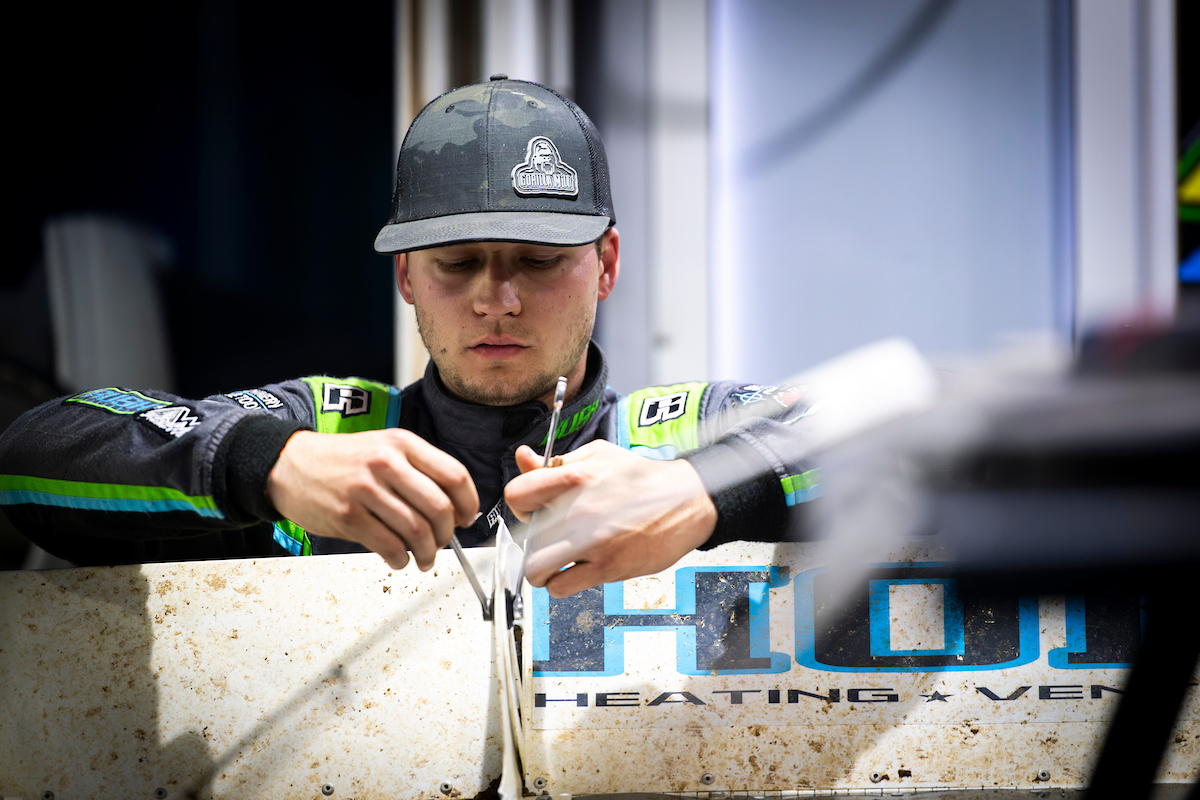 Timm working on car