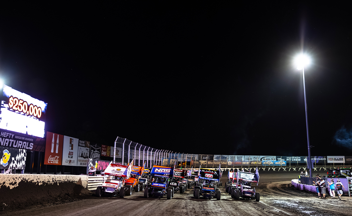 World of Outlaws Four-Wide Salute