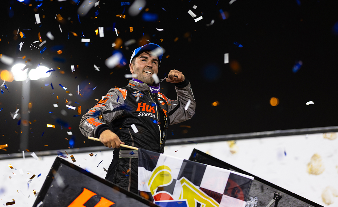 David Gravel celebrates at Knoxville Raceway