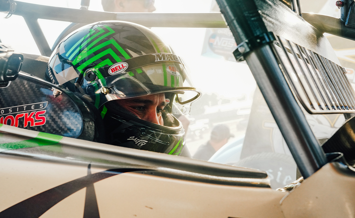 Carson Macedo sitting in the Jason Johnson Racing No. 41