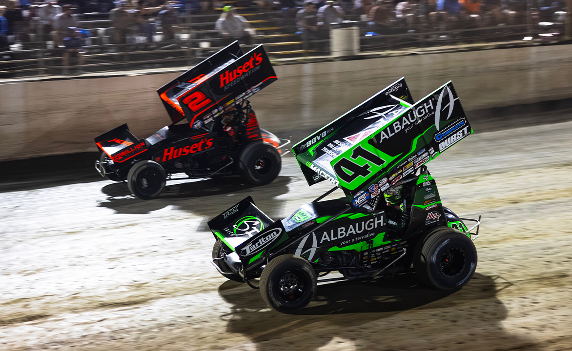 Carson Macedo races alongside David Gravel at I-55