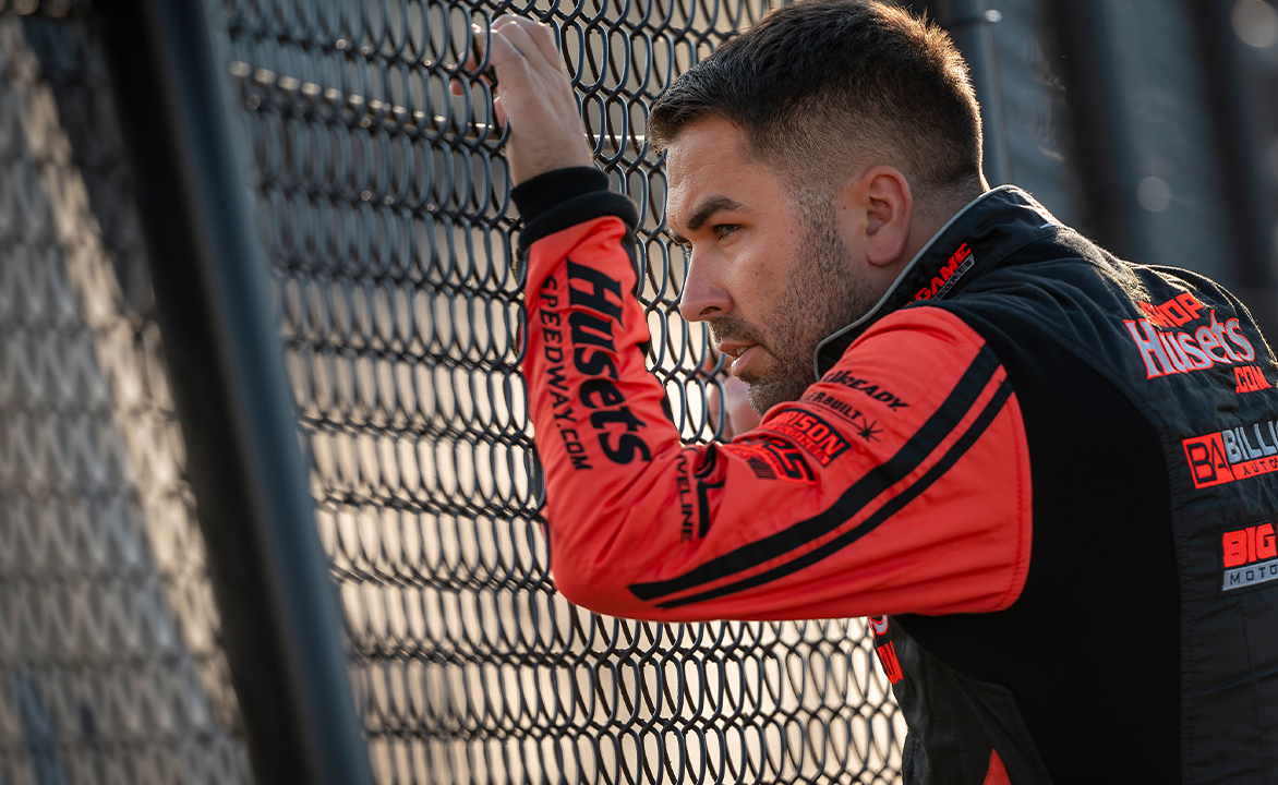 David Gravel looks at Mississippi Thunder Speedway through the catch fence