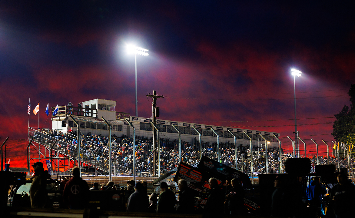 Williams Grove Speedway grandstands filled with fans