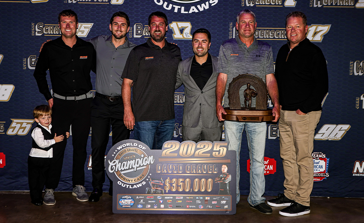 Big Game Motorsports with the World of Outlaws championship trophy