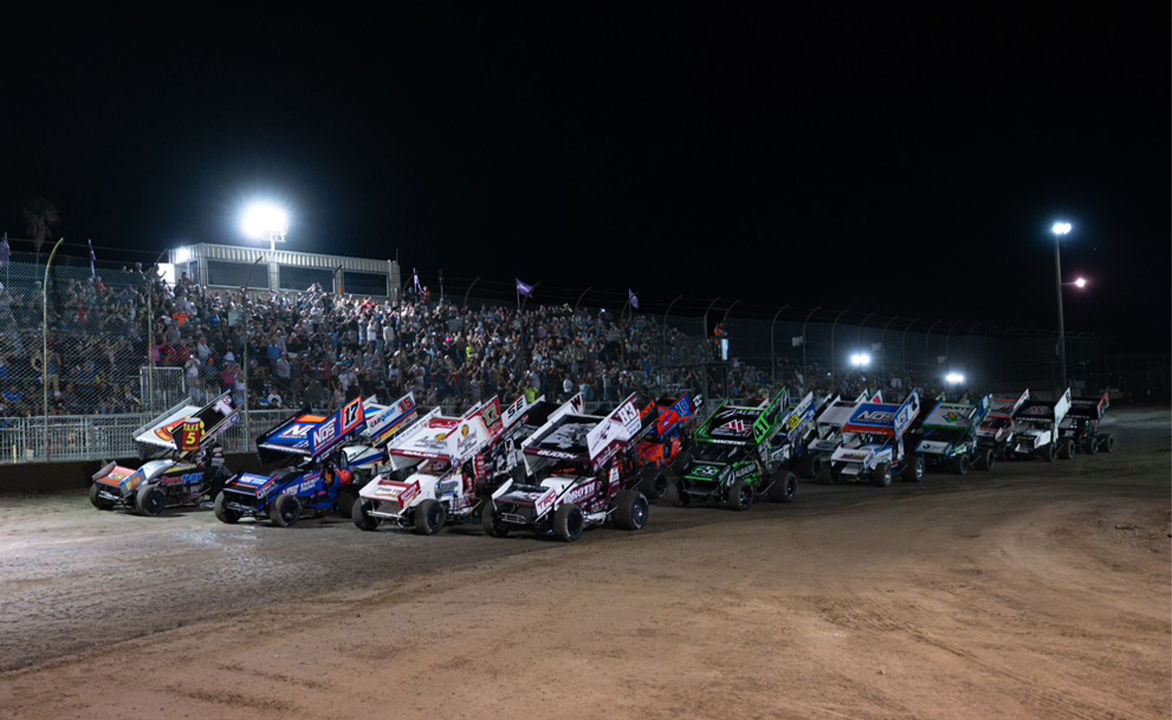 World of Outlaws Four-Wide Salute