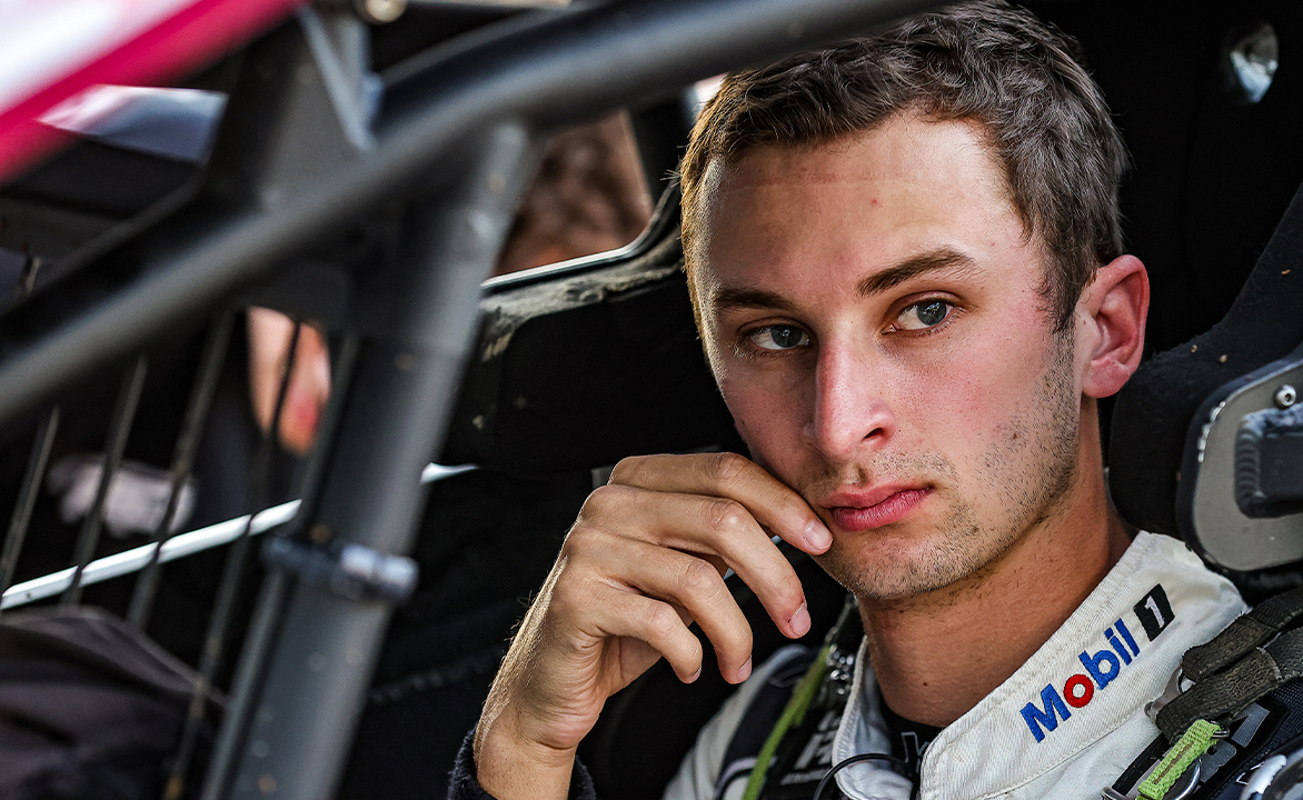 Buddy Kofoid sitting in the Roth Motorsports Sprint Car