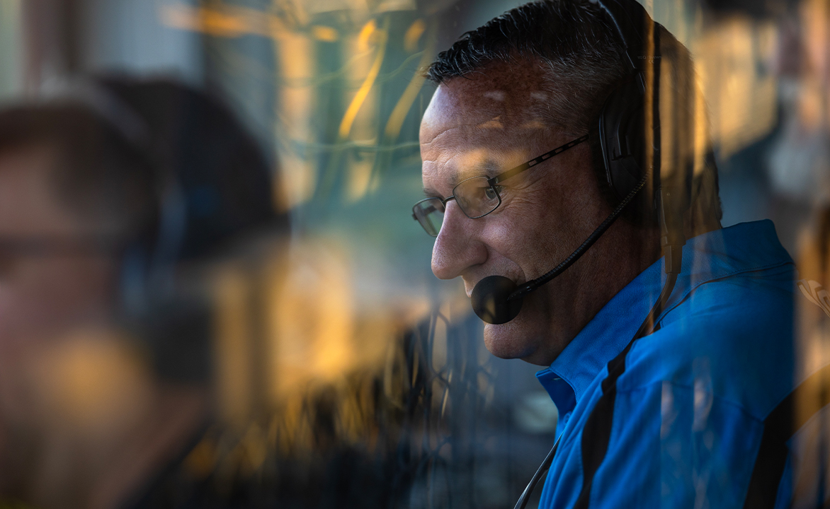 Johnny Gibson in the booth