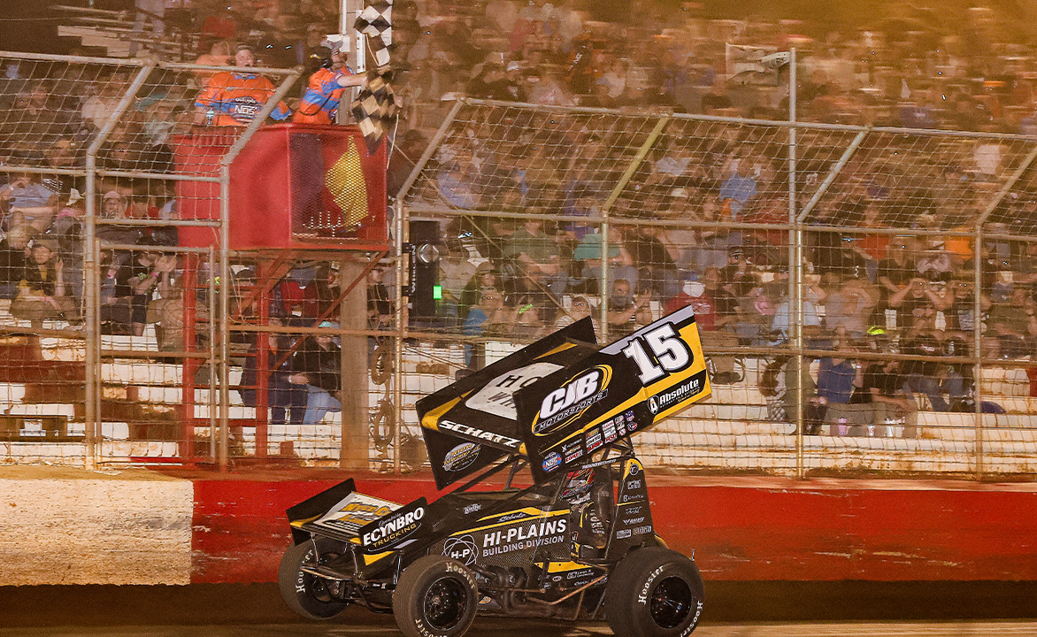 Donny Schatz takes the checkered flag at Talladega Short Track