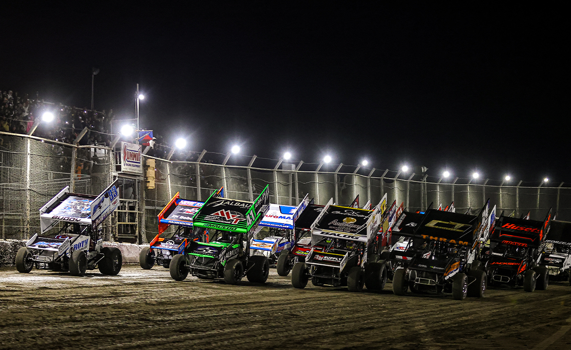 World of Outlaws Four-Wide Salute
