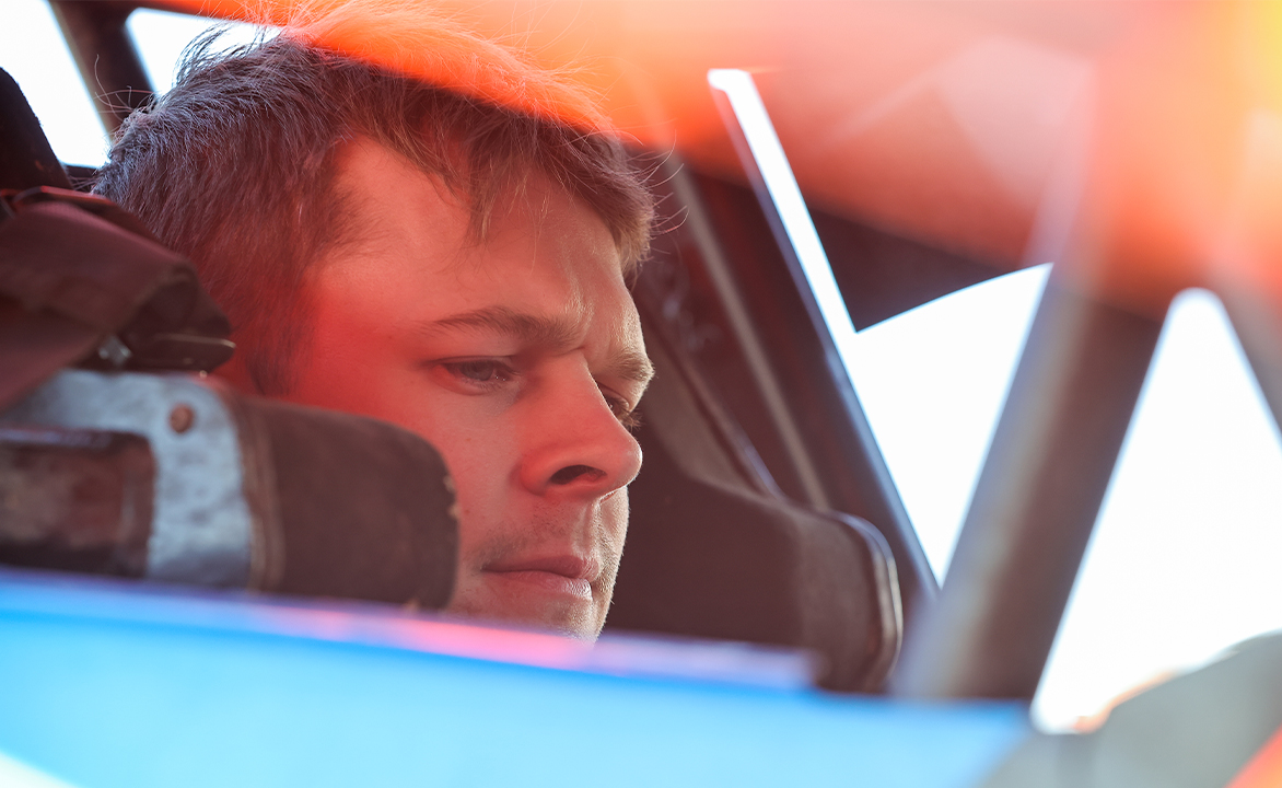 Sheldon Haudenschild sitting in the KCP Racing No. 18