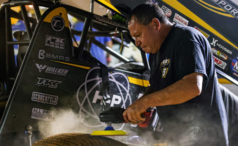 Gary Patellaro working on the CJB Motorsports No. 15